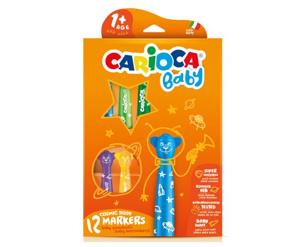 Carioca: Színes macis bébi filctoll 12db-os szett kimosható