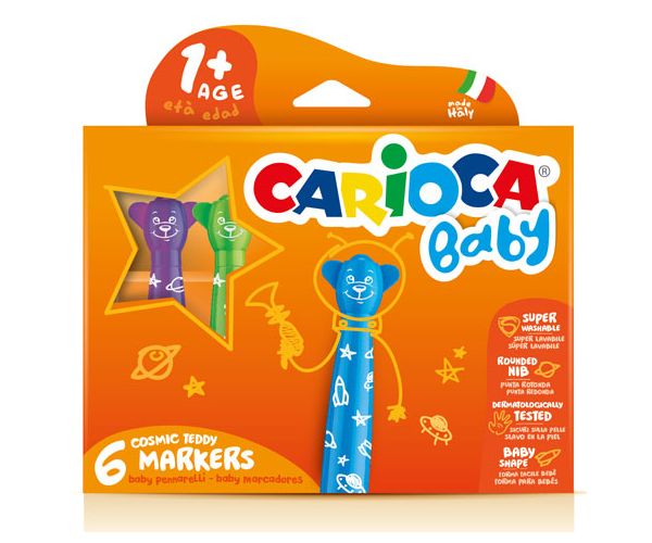 Carioca: Színes macis bébi filctoll 6db-os szett kimosható