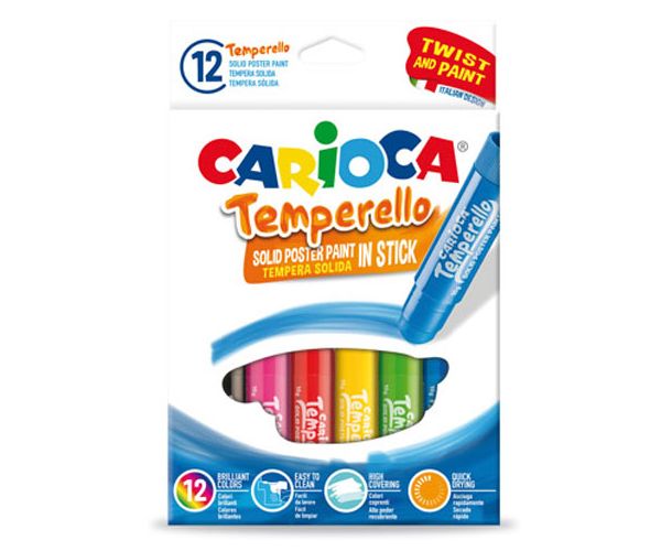 Carioca: Színes tempera stick 12db-os kimosható