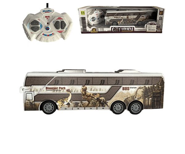 RC Távirányítós Jurassic City Busz fénnyel 27MHz 1/32-es méretarány 25cm
