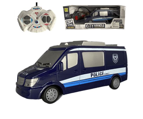 Telecomandă RC SWAT Microbuz de politie cu lumină 27MHz scară 1/32 25cm