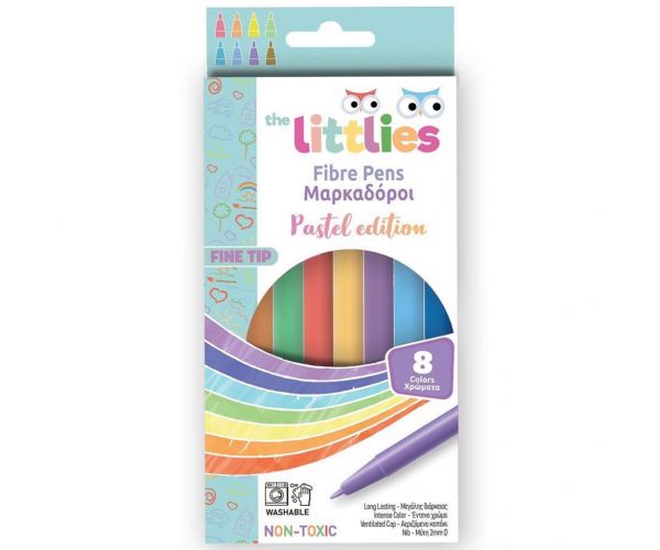 The Littles: Set de 8 carioci cu vârf subțire în culori pastelate