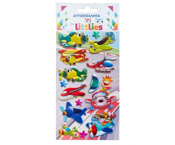 The Littlies: Set de autocolante 3D pufos cu avioane, 10x22 cm.