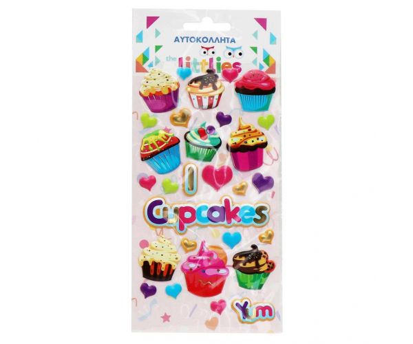 The Littlies: Set de autocolante 3D pufos cu model de briose, 10x22 cm