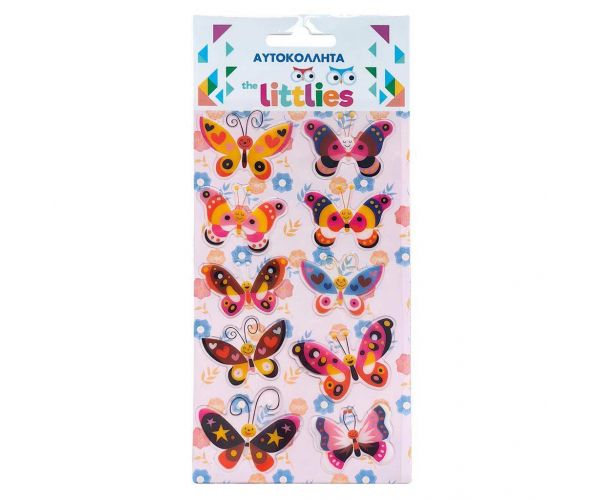 The Littlies: Set de autocolante 3D pufos cu model de fluturi, 10x22 cm