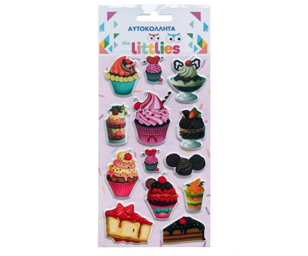 The Littlies: Set de autocolante pufoase 3D dulci, 10x22 cm