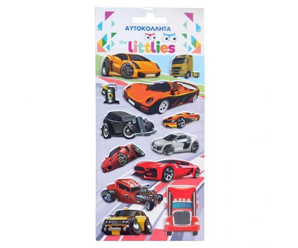 The Littlies: Vehicule rapide set de autocolante 3D pufos, 10x22 cm