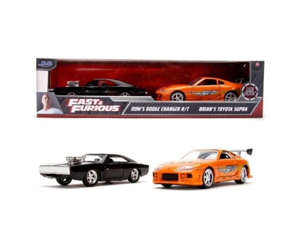 The Fast and the Furious: Twin Pack Dodge Charger R/T și Toyota Supra vehicule 1/32 - Simba Toys