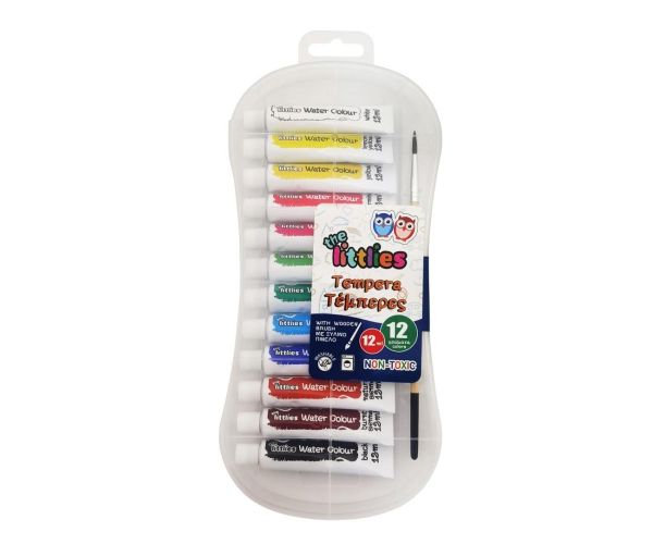 The Littlest: 12 bucăți tempera colorată cu pensulă