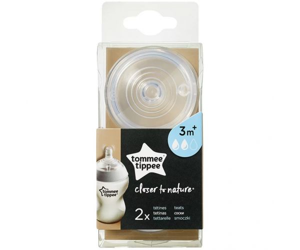 Tommee Tippee: Closer to Nature tetină cu debit mediu pentru biberon, 2 buc. (3 luni+)