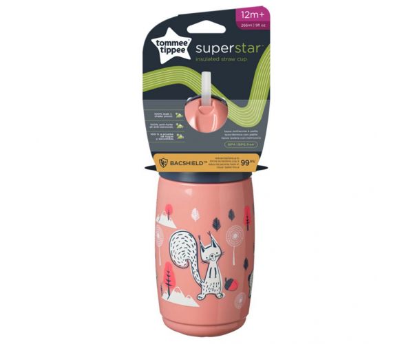 Tommee Tippee: Pahar cu pai Superstar cu veveriță, 266ml (12 luni+)