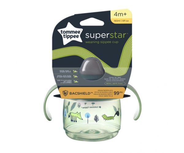 Tommee Tippee: Pahar de băut Superstar, culoare verde, 190 ml (4 luni+)