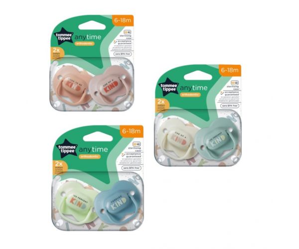 Tommee Tippee: Set de două suzete ortodontice AnyTime (6-18 luni)