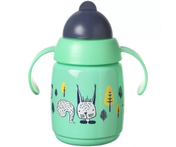 Tommee Tippee: Superstar cană de antrenament cu pai, verde, 300 ml
