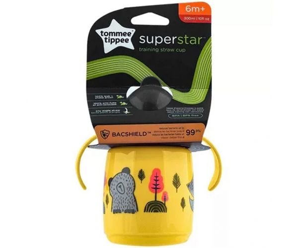 Tommee Tippee: Superstar cană de învățare cu pai, galbenă, 300 ml