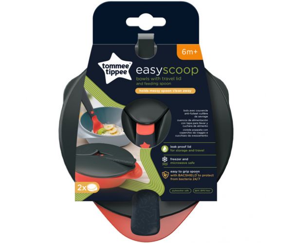 Tommee Tippee: bol de hrănire Easyscoop cu capac și lingură