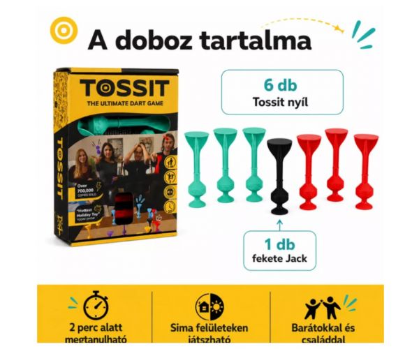 Tossit Starter Pack – joc de darts cu ventuze din silicon, roșu-turcoaz
