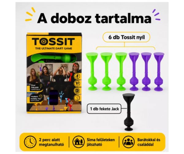 Tossit Starter Pack — joc de darts din silicon cu ventuze, mov și verde