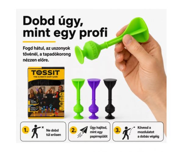 Tossit Starter Pack — joc de darts din silicon cu ventuze, mov și verde