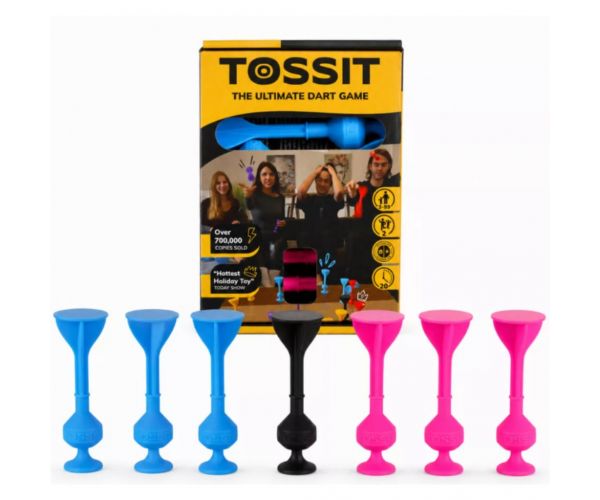 Tossit Starter Pack — joc de darts din silicon cu ventuze, roz și albastru