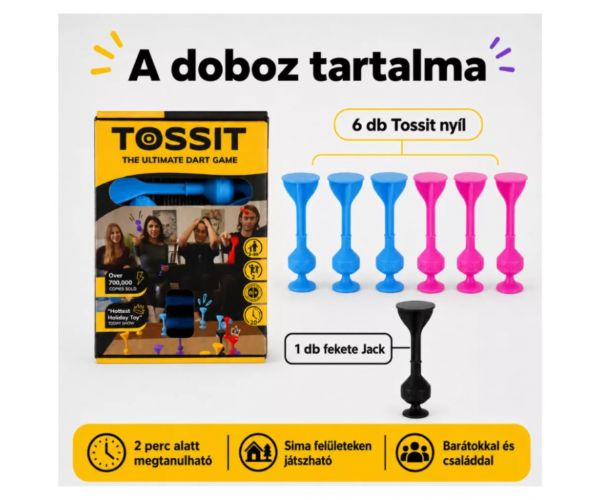 Tossit Starter Pack — joc de darts din silicon cu ventuze, roz și albastru