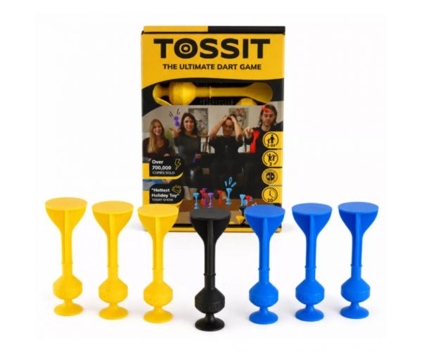 Tossit Starter Pack - joc de darts cu ventuze din silicon, albastru-galben