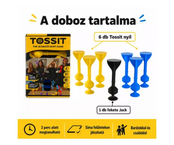 Tossit Starter Pack - joc de darts cu ventuze din silicon, albastru-galben