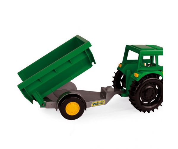 Zöld traktor billenős pótkocsival 38,5 cm - Wader