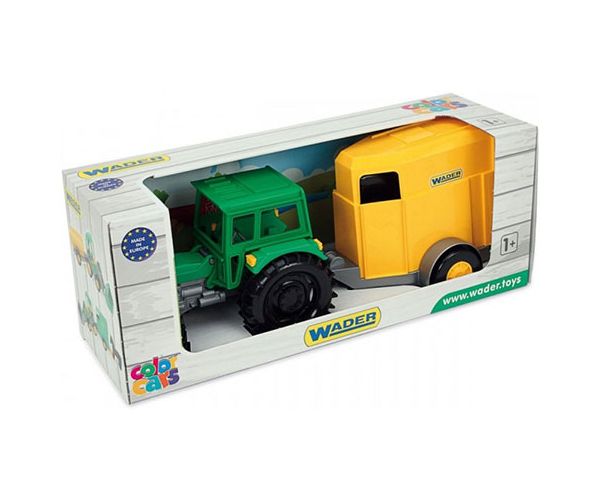 Tractor verde cu remorcă și cal 38cm - Wader