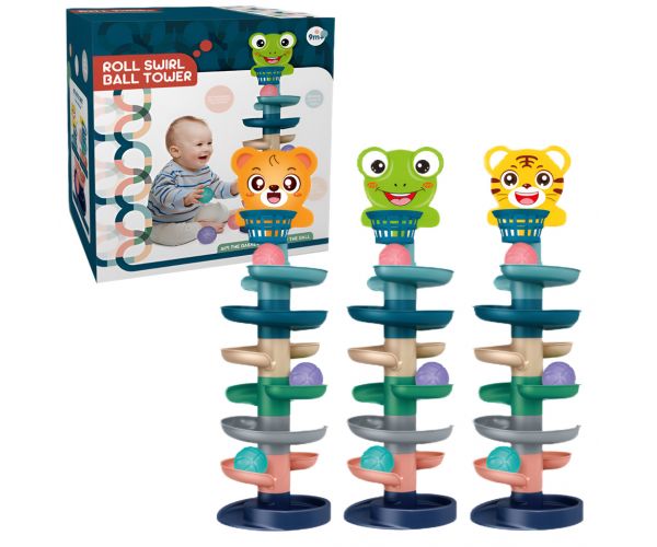 Turnul cu Bile: Traseu vesel cu animale pentru bile în mai multe variante 73x22cm 1buc