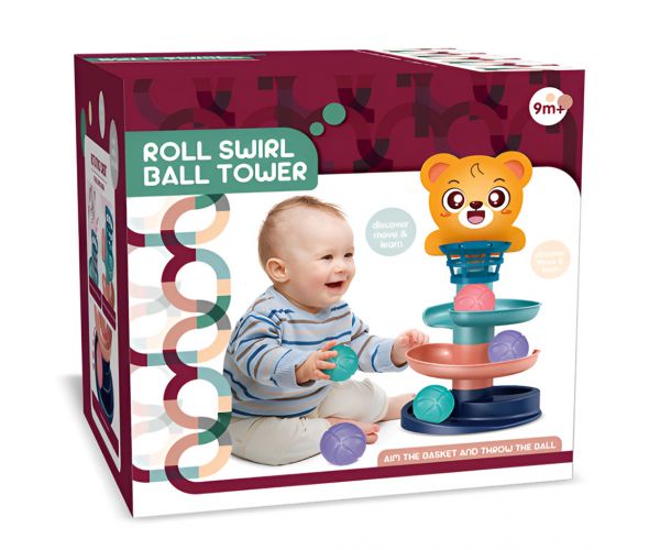 Ball Tower: Vidám állatos golyópálya többféle változatban 45x22cm 1db