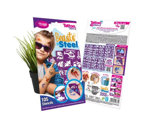 TyToo: Beasts & Steel set de șabloane pentru tatuaj cu sclipici