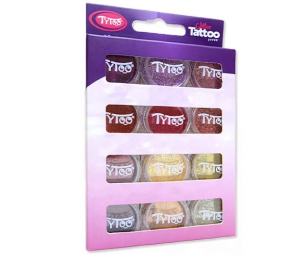 TyToo: Set de pudră cu sclipici în nuanțe calde, 12 x 2,5 ml