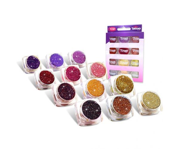 TyToo: Set de pudră cu sclipici în nuanțe calde, 12 x 2,5 ml