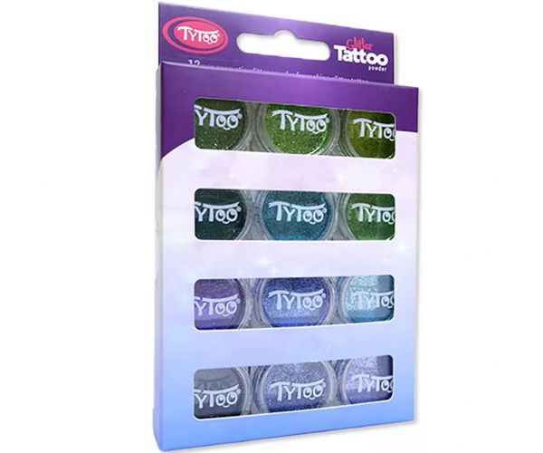TyToo: Set de pulberi cu sclipici, nuanțe reci, 12 x 2,5 ml