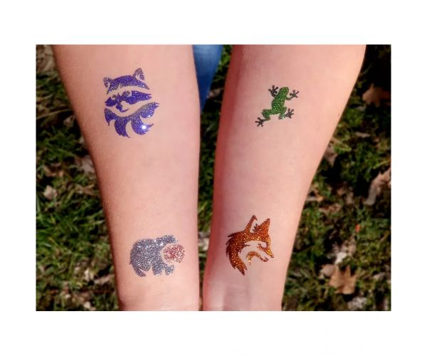 TyToo: Set de șabloane pentru tatuaje cu sclipici - Animale din pădure, 26 bucăți