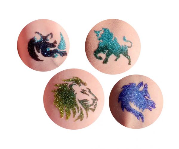 TyToo: Set de șabloane pentru tatuaje cu sclipici - Animale sălbatice, 22 bucăți