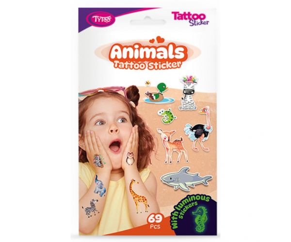 TyToo: Set de tatuaje temporare cu animale, 69 de bucăți