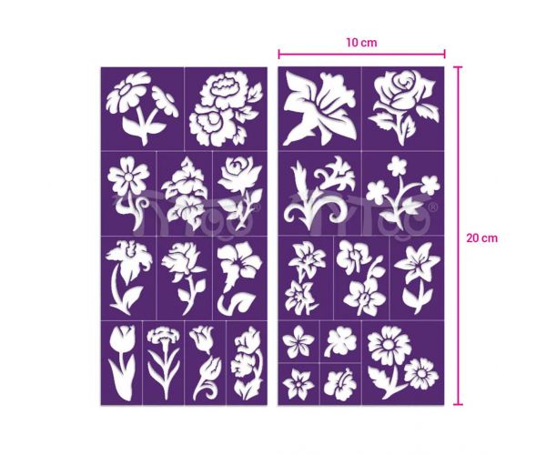 TyToo: Set șabloane pentru tatuaje cu sclipici - Flori, 24 buc