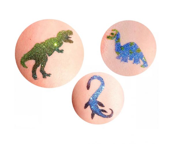 TyToo: Set șabloane pentru tatuaje cu sclipici Dinozauri, 21 bucăți