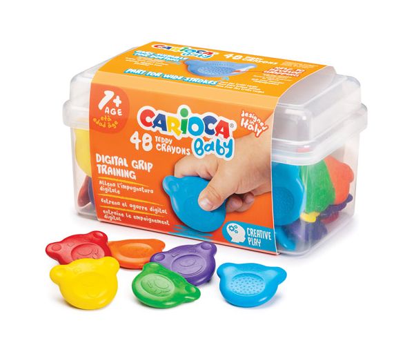 Maci formájú Baby Teddy zsírkréta 48 db-os, tárolóban - Carioca