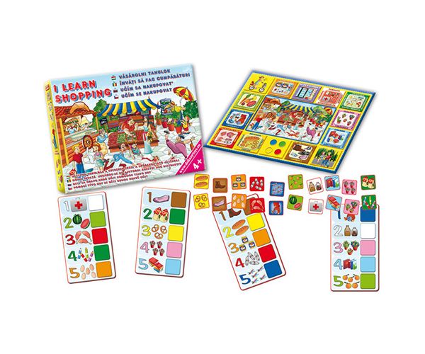 Vásárolni tanulok 4 nyelvű készségfejlesztő társasjáték - D-Toys