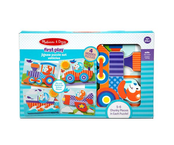 Vehicule lemn puzzle uriaș - Melissa & Doug