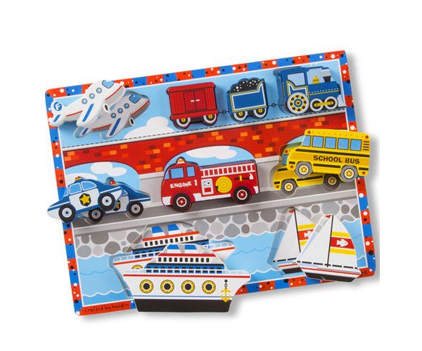 Vehicule puzzle din lemn cu 9 elemente - Melissa & Doug