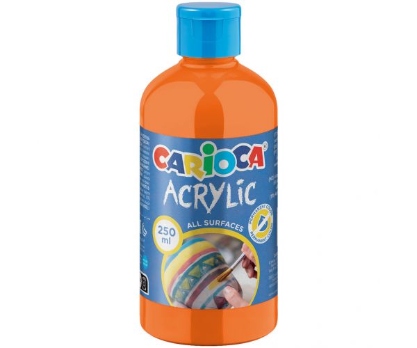 Vopsea acrilică Akril, culoare portocalie, 250 ml - Carioca