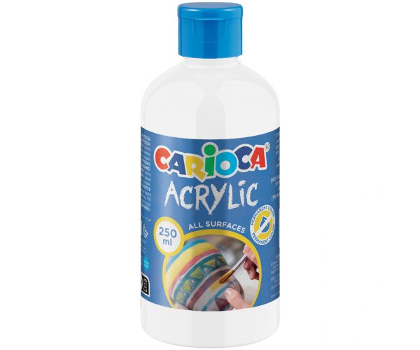 Vopsea acrilică albă 250 ml - Carioca