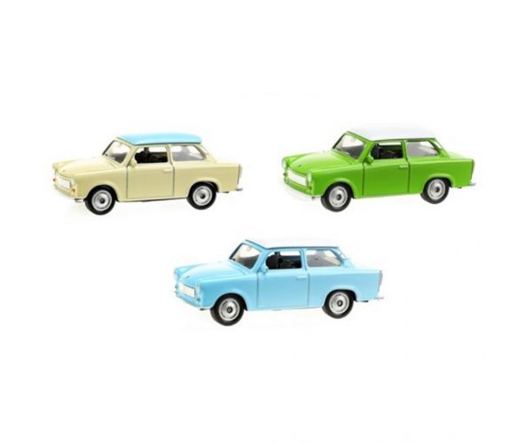 Welly: Mașinuță metalică Trabant, model disponibil în mai multe variante, scară 1/64