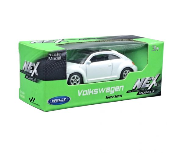 Welly: model de mașină mică Volkswagen Broscuță albă, scară 1/64