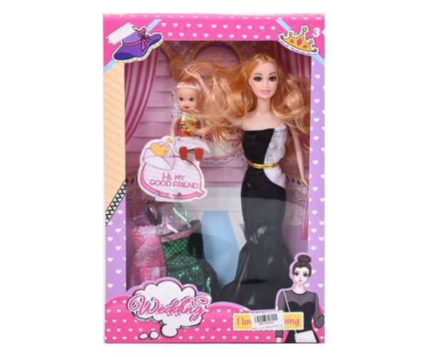 Wedding: Esküvői divat baba szett gyermek babával 28cm-es