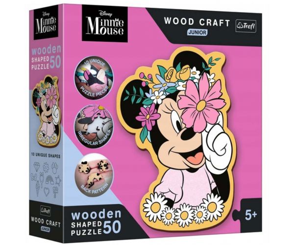 Wood Craft Junior: Lumea lui Minnie Mouse din lemn puzzle 50 piese - Trefl